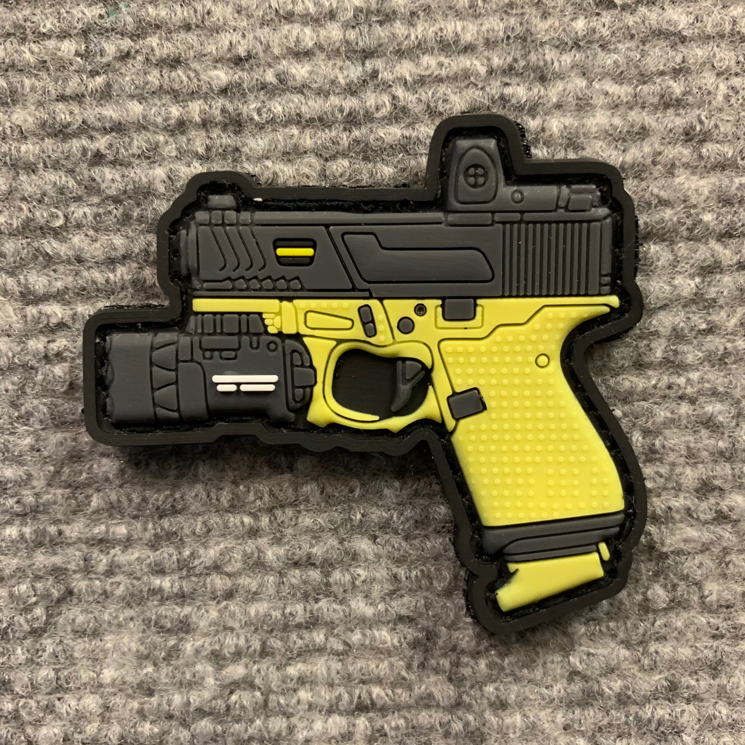 Pistol with tactical light yellow PVC Patch 